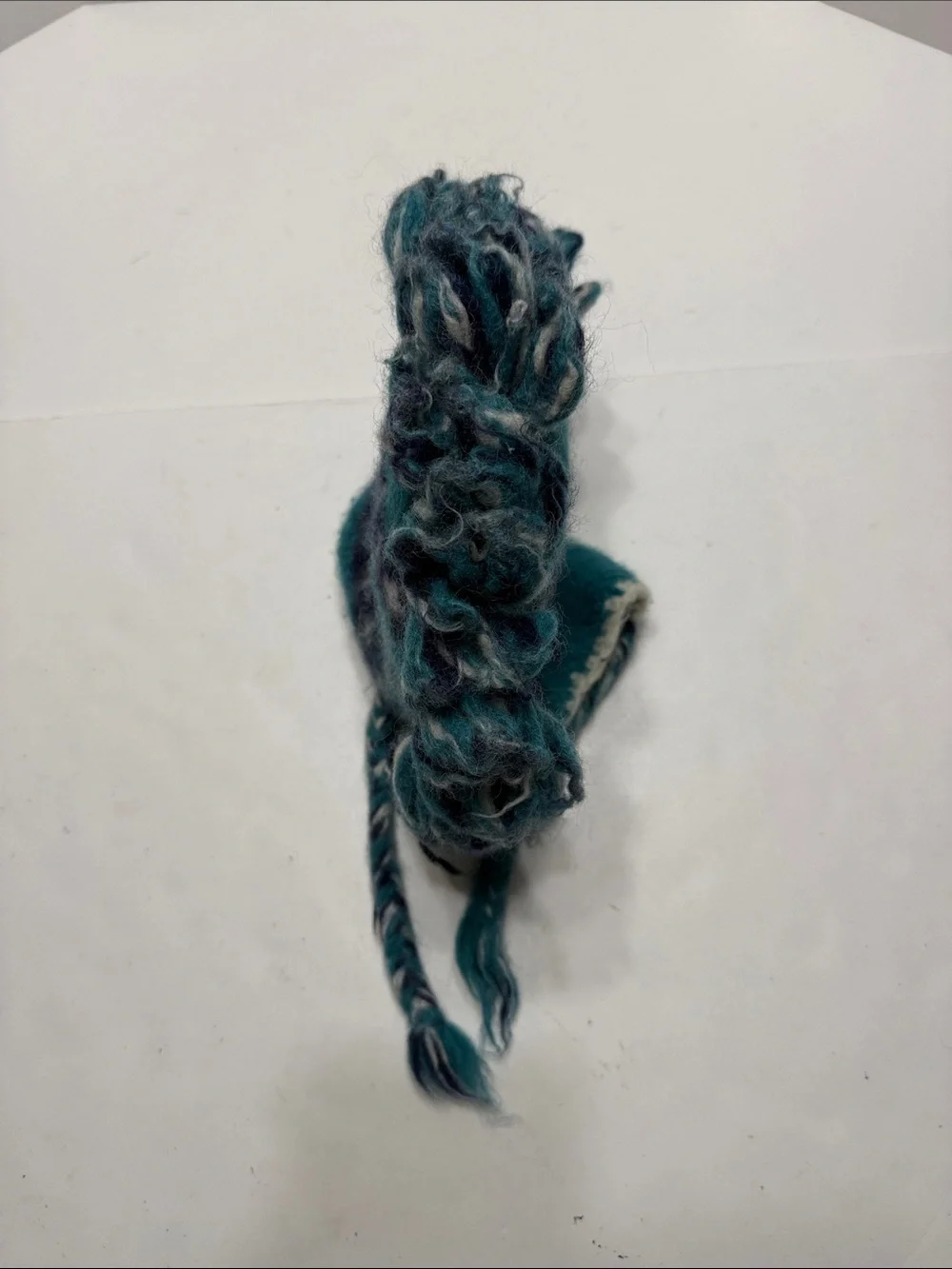 Teal Knit Earflap Hat for Kids with Fringe and Braided Ties